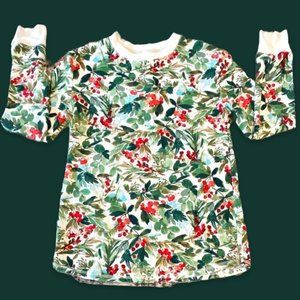 Holly Berry White Thermal Pajama Sleep Set - Large